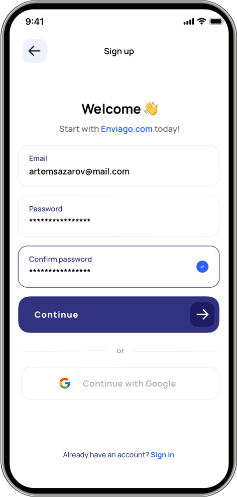 Create profile app screen