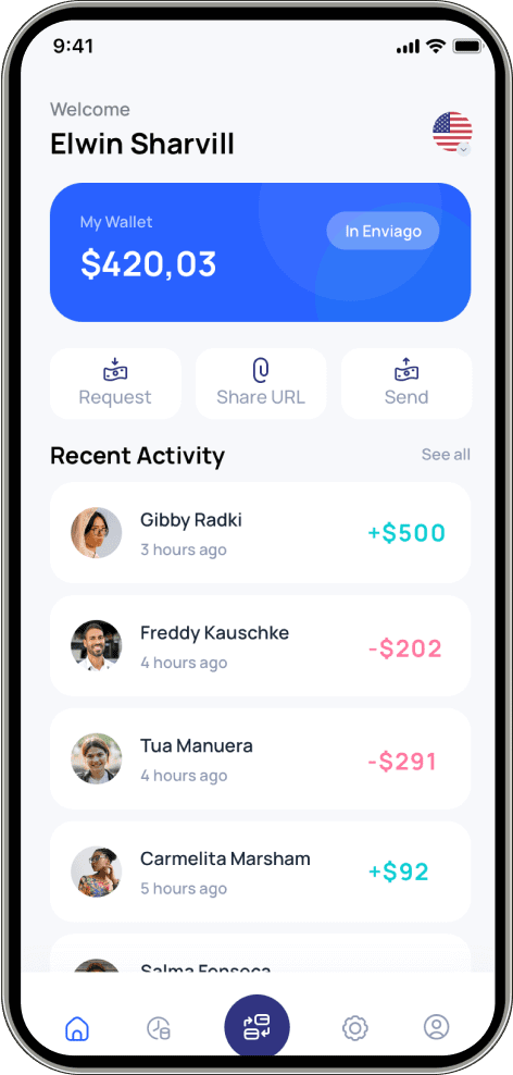 Receive payment app screen
